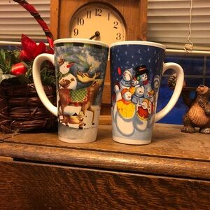 Snowman Christmas Themed Mugs Set of 2